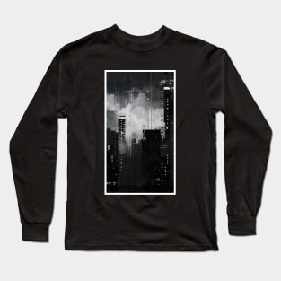 Black And White Japanese Aesthetic City Tokyo Landscape Long Sleeve T-Shirt